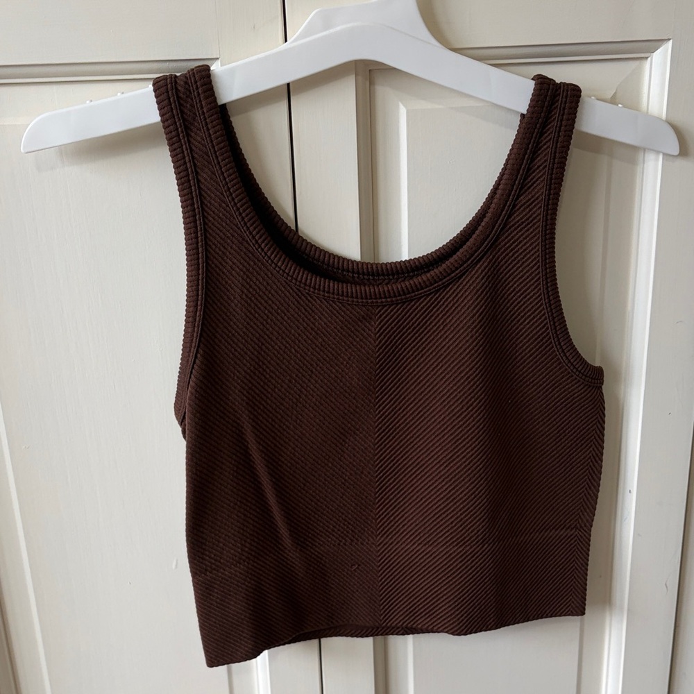 One Step Ahead Chocolate Ribbed Tank Top